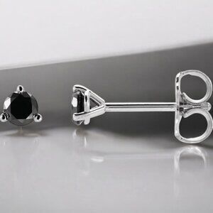 0.20 ctw Round Black Diamond Stud Earrings in 14kt White Gold